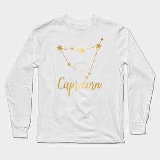 Capricorn Zodiac in Gold Long Sleeve T-Shirt